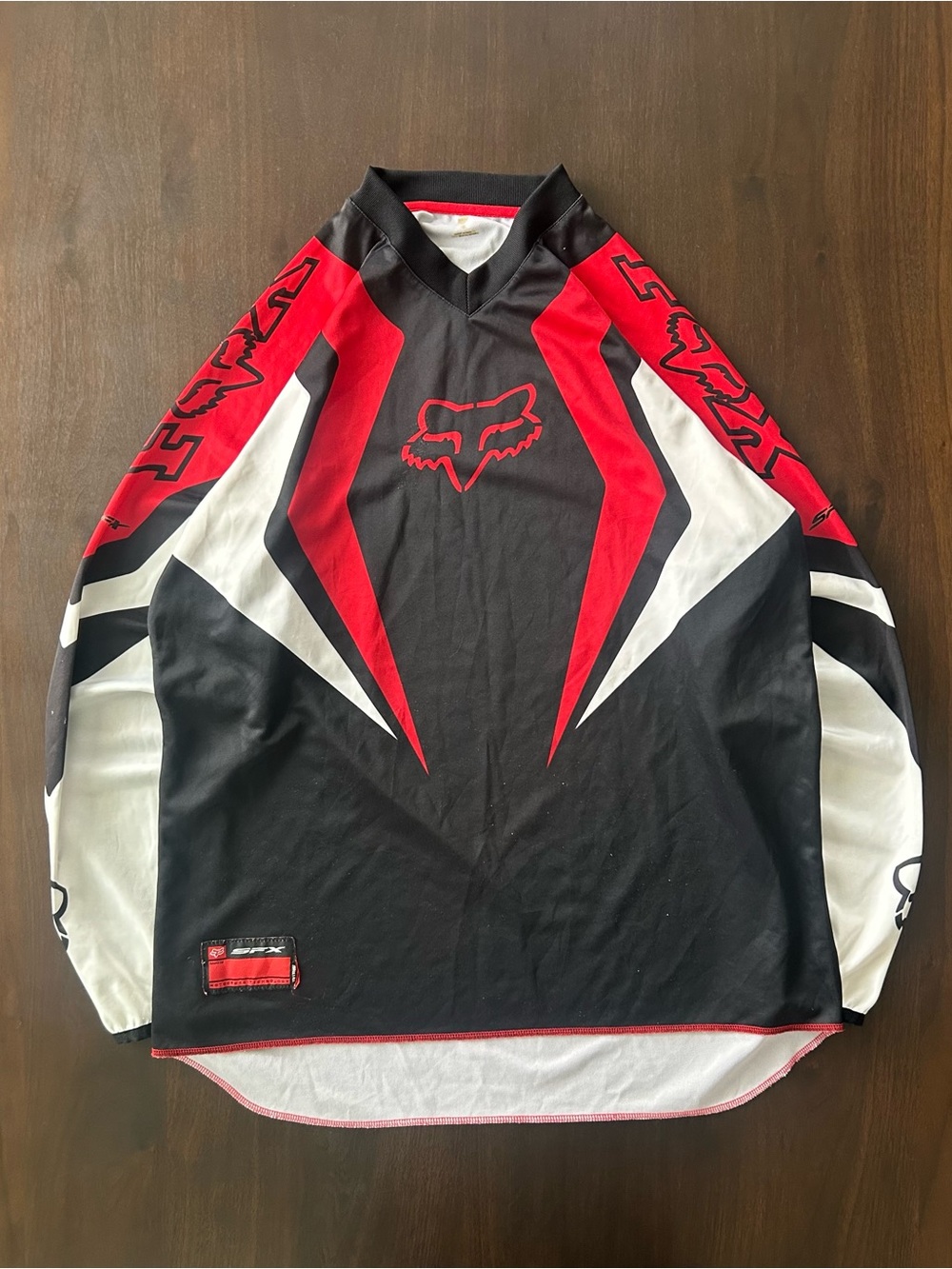 VTG 2000s Fox Racing Black & Red Motocross Jersey Long Sleeve Size XL